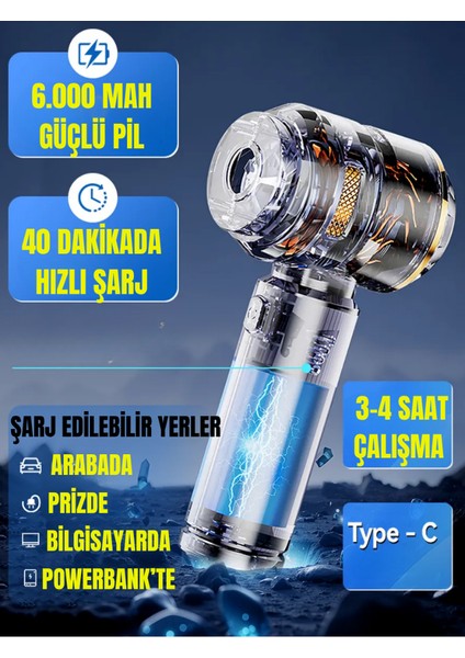 Şarjlı Araç Süpürgesi 16000 Pa Güçlü Emiş Üfleme ve Çekme,9 Başlıklı, Ev ve Araba indirimleri