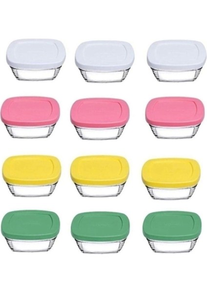 12'li Silikon Kapaklı Cam Saklama Kabı Seti, Pratik ve Şık Kahvaltılık Kaplar