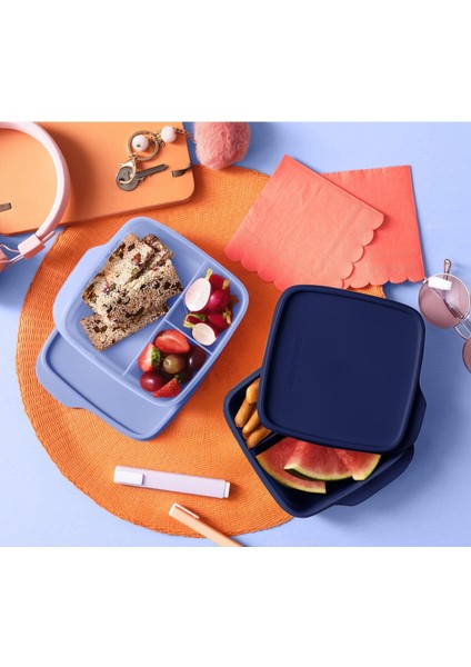 Bölmeli 550 ml Gece Mavisi Yemek Kabı, Pratik ve Şık Tasarım modelleri