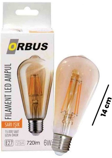 6W Amber Filament Ampul E27 540LM RA80 220-240V 2200K Sıcak Sarı Işık modelleri