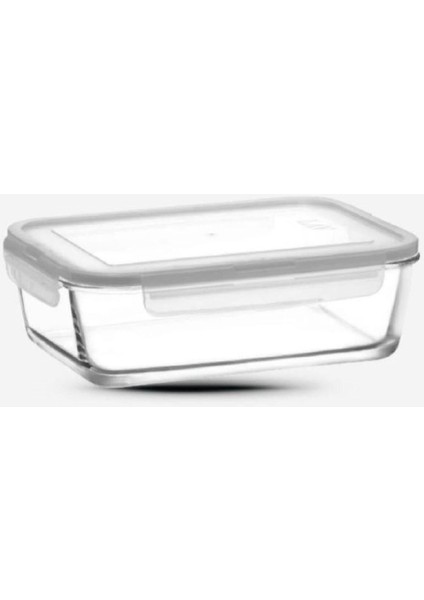 Dikdörtgen Cam Saklama Kabı 2’li Set, Beyaz, 1900CC ve 1200CC modelleri