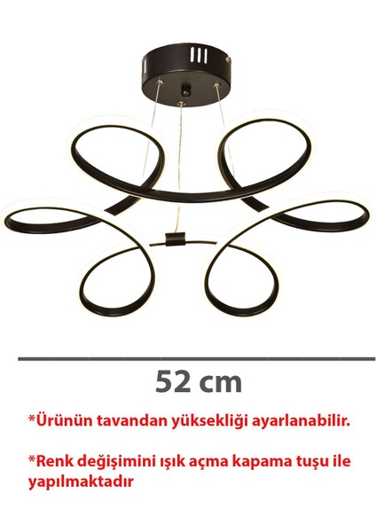 3 Renk Orkide Modern Siyah Kasa Salon LED Avize Kumandasız fiyatları