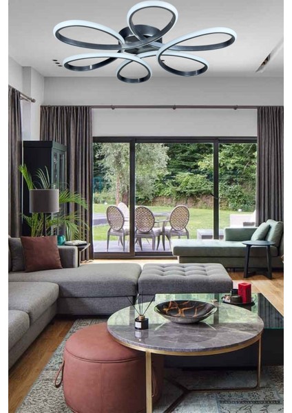 Gri Renkli Modern Yatak Odası, Salon ve Mutfak Için Şık Aydınlatma Seti