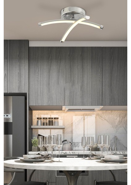 Modern 2'li Krom Plafonyer, 15W 3 Renk Led, Mutfak, Banyo, Salon Için Şık Aydınlatma