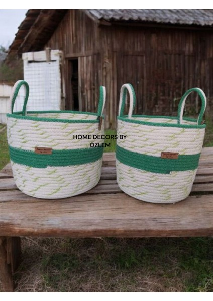 2 Li Kulplu Hasır Sepet (25X20-20X20) Düzenleyici Dekorasyon Sunum Mutfak Banyo Organizer fiyatları