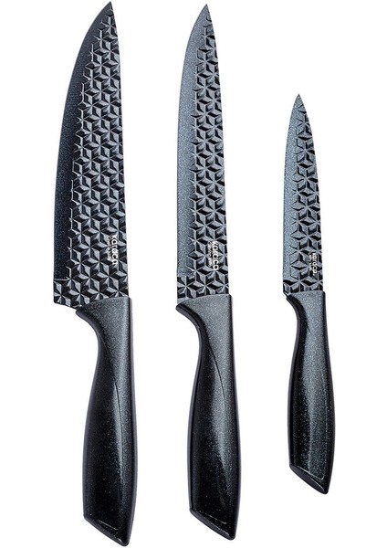 Şık ve Dayanıklı 3'lü Koruma Kaplamalı Bıçak Seti, Mutfağınıza Şıklık Katın