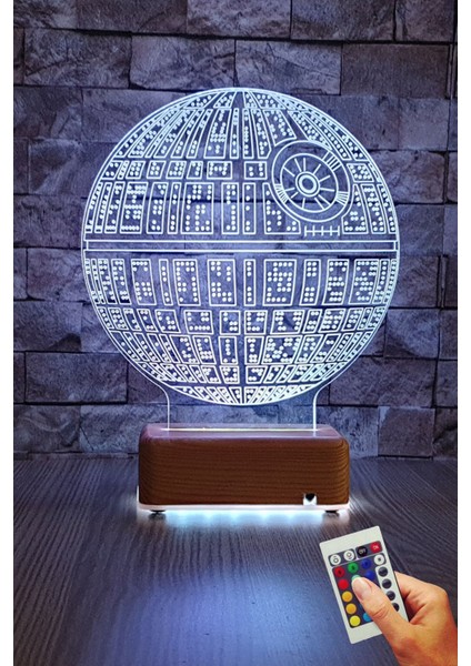 Star Wars Ölüm Yıldızı 3D LED Gece Lambası, 16 Renk, Doğum Günü Hediye