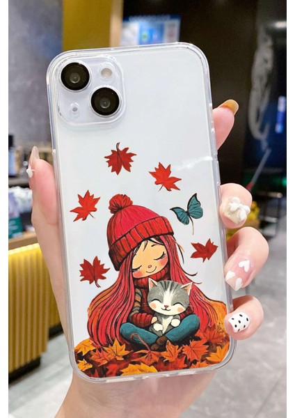 Iphone 13-Iphone 14 Uyumlu Desenli Lüx Şeffaf Silikon Kılıf MNL33 modelleri