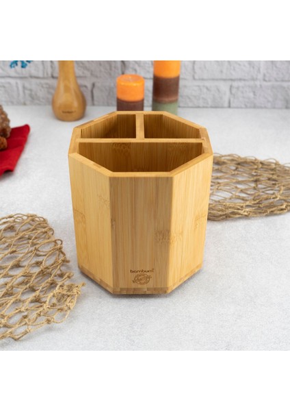 Dönen Çokgen Kahverengi Kaşıklık, Şık ve Fonksiyonel Mutfak Aksesuarı