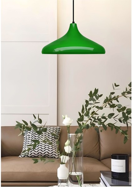 Büyük Boy Yeşil Endüstriyel Metal Sarkıt Işıklı Dekorasyon Parçası