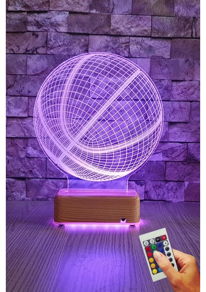 Renkli LED 3D Basketbol Topu Gece Lambası, Doğum Günü Hediye Seçeneği