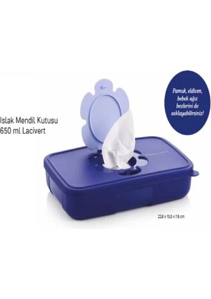 Lacivert 650 ml Islak Mendil Kutusu, Pratik ve Şık Temizlik Gereciği