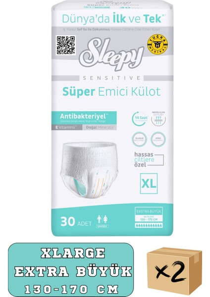 Külotlu Hasta Bezi Xlarge Beden 60 Adet (2 Paket)