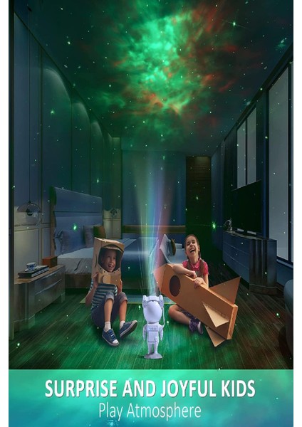 Gökyüzü Temalı Gece Lambası, Astronot, Bluetooth Hoparlör, Hareketli, Zamanlayıcı, Beyaz