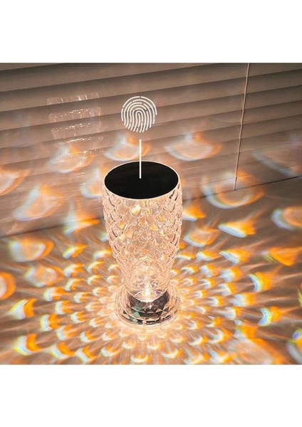 Şarjlı Kristal Vazo LED Masa Lambası, Dokunmatik, Romantik, Akrilik, Gece Işığı fiyatları