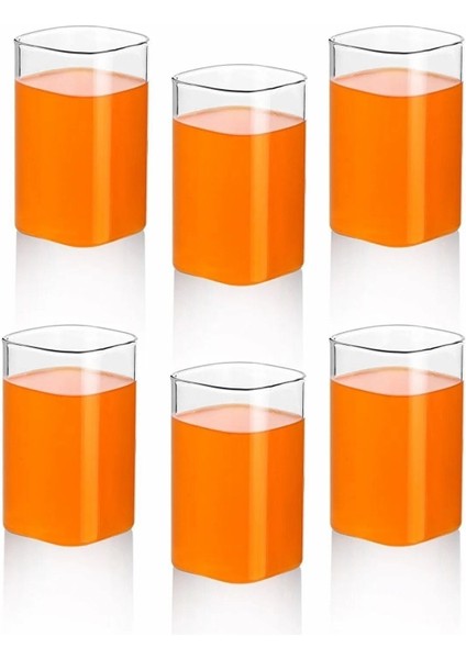 6 Adet Dikdörtgen Borosilikat Cam Bardak, 380 Ml, Isıya Dayanıklı, Beyaz fiyatları