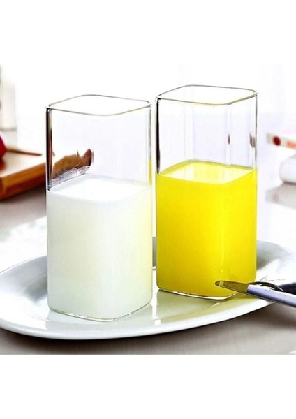 6 Adet Dikdörtgen Borosilikat Cam Bardak, 380 Ml, Isıya Dayanıklı, Beyaz modelleri