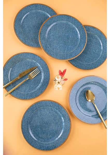 Turuncu 6'lı 24 cm Servis Tabağı Seti, Şık ve Kullanışlı Yemek Sunumu Için Ideal