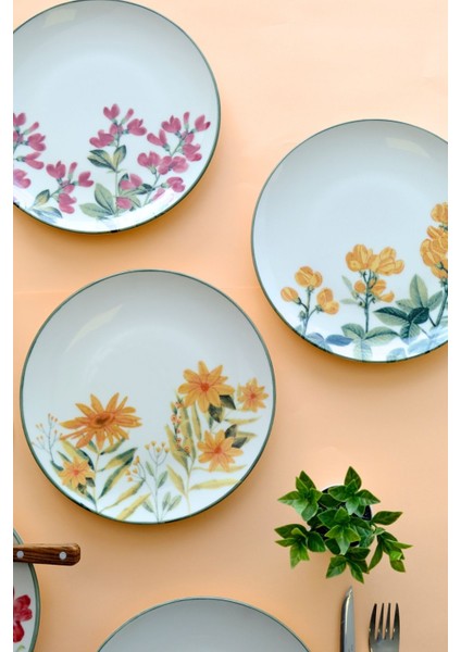 Çok Renkli 20CM Porselen Pasta Tabağı 6 Kişilik 6 Parça fırsatları