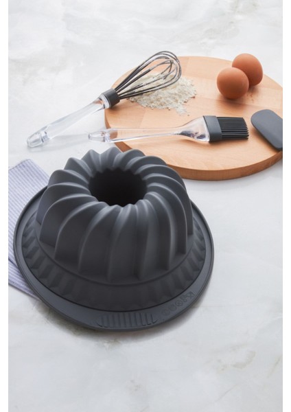 4 Parça Kek Kalıbı Seti, Gri, Dayanıklı ve Pratik Kullanım