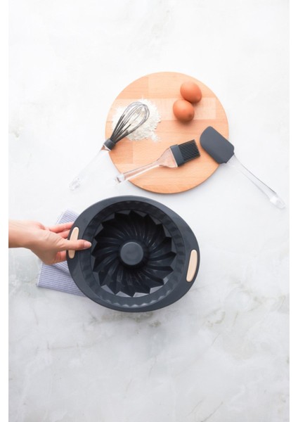 4 Parça Kek Kalıbı Seti, Gri, Dayanıklı ve Pratik Kullanım modelleri