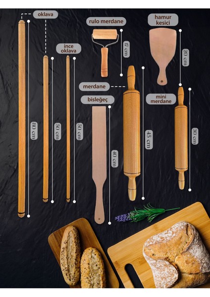 8 Parça Hamur Şekillendirici ve Kesici Seti, Merdane, Oklava, Bisküvi Kalıpları
