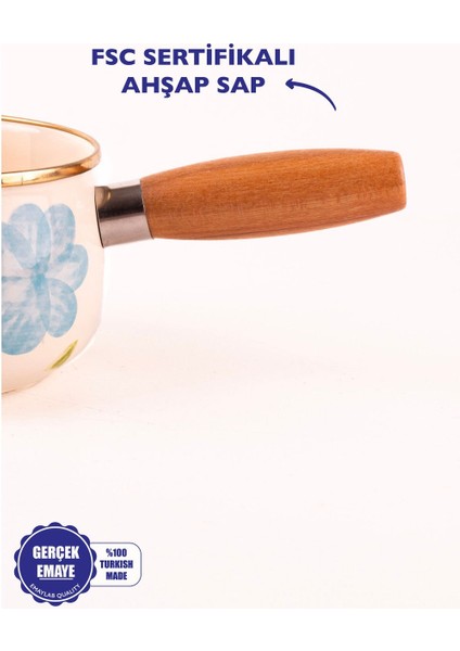 Emaye Sos Tavası 16CM 1,3 Litre Ahşap Saplı, Tüm Ocak Tiplerine Uygun fiyatları