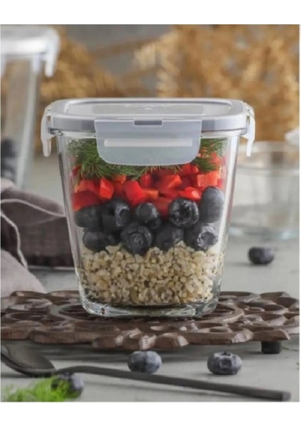 Fresko Kilitli Cam Saklama Kabı Seti 4’lü 700CC Gri Kapaklı fiyatları