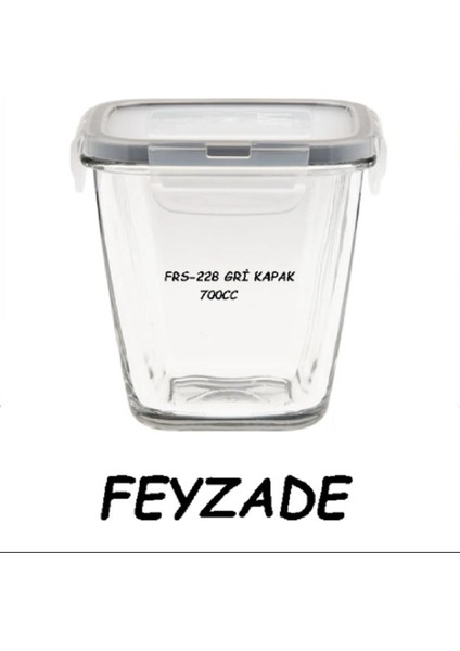 Fresko Kilitli Cam Saklama Kabı Seti 4’lü 700CC Gri Kapaklı modelleri