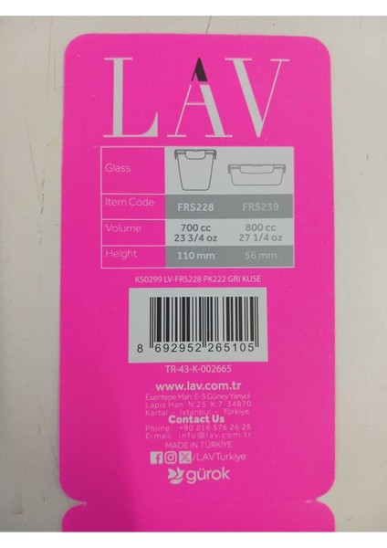 Fresko Kilitli Cam Saklama Kabı Seti 4’lü 700CC Gri Kapaklı