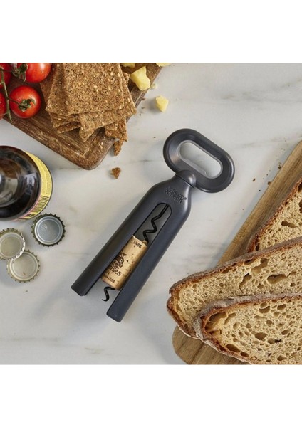 Duo Tirbuşon Gri, Şarap Açma ve Servis Seti, Pratik ve Şık Tasarım