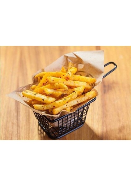 Siyah Metal Patates ve Atıştırmalık Sunum Sepetleri - 4'lü Paket modelleri