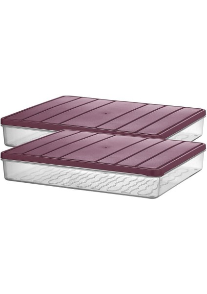 Ekru Saklama Kabı 2'li, 2,25 L, Pratik ve Şık Depolama Çözümü