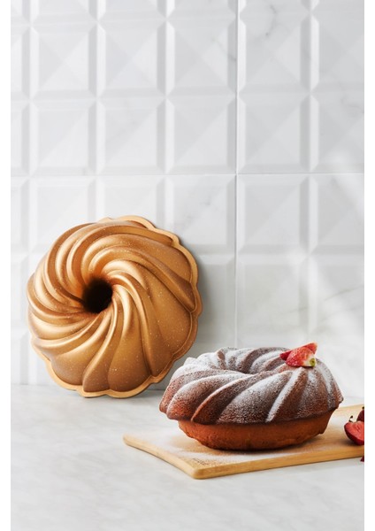 Altın Renkli 24 cm Kek Kalıbı, Dayanıklı ve Şık Tasarım, Sağlıklı Pişirme Imkanı fiyatları