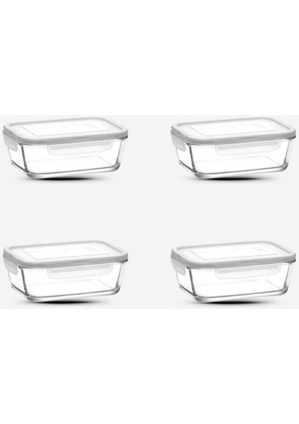 Dikdörtgen Cam Saklama Kabı 4'lü Set 800CC, Pratik ve Şık Saklama Çözümü