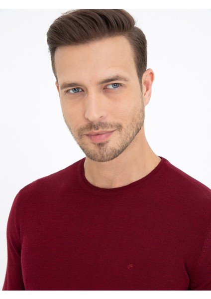 Erkek Bordo Slim Fit Bisiklet Yaka Basic Triko Kazak 50237038-VR014 indirimleri