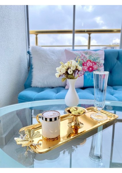 6'lı Lüx Paslanmaz Çelik Kelebekli Gold Servis ve Sunum Tepsisi fırsatları