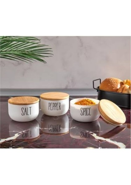 Bambu Kapaklı 3'lü Cam Baharat Seti, Şık ve Kullanışlı Mutfak Aksesuarı