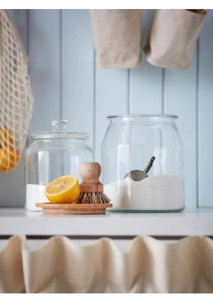 Şeffaf Cam Kavanoz 1,9l, Vakumlu ve Turuncu Kapaklı, Pratik Saklama Çözümü