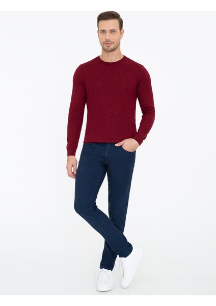 Erkek Bordo Slim Fit Bisiklet Yaka Basic Triko Kazak 50237038-VR014 fiyatları