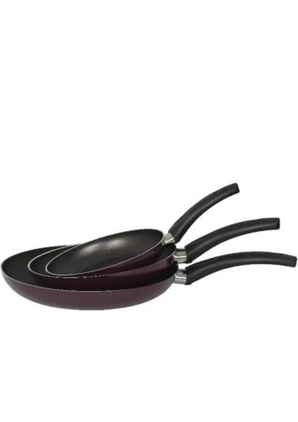 Mor Renkli 3'lü Teflon Tava Seti, 18-22-26 Cm, Şık ve Dayanıklı Kullanım