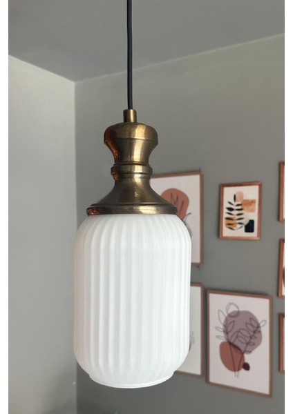 Beyaz Cam Tekli Sarkıt Avize, Retro Tarz, Restoran ve Salon Aydınlatması