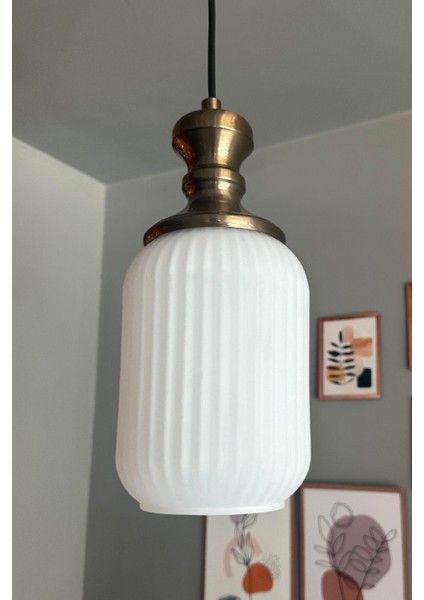 Beyaz Cam Tekli Sarkıt Avize, Retro Tarz, Restoran ve Salon Aydınlatması modelleri