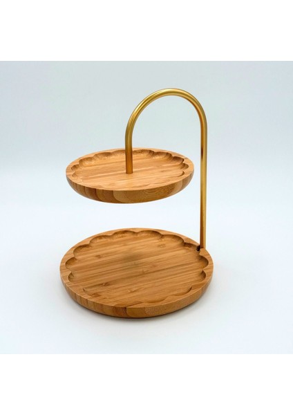 Bambu Çift Katlı Sunum Standı, Dekoratif ve Şık Sunum Seti