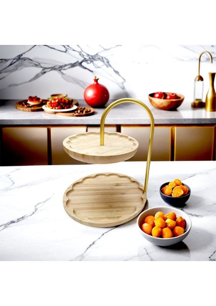 Bambu Çift Katlı Sunum Standı, Dekoratif ve Şık Sunum Seti modelleri