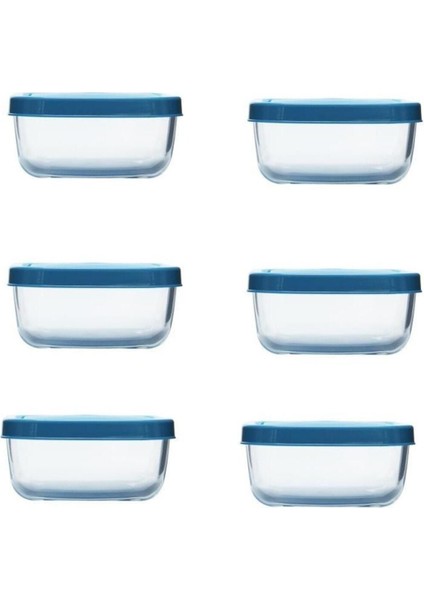 6'lı Cam Saklama Kabı Seti, 420 Cc, Mavi, Kahvaltılık, Dayanıklı ve Şık Tasarım