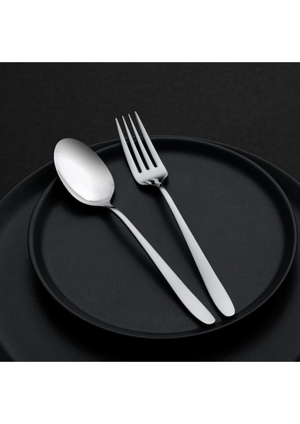12 Parça Metalik Yemek Takımı, 6 Kişilik Kaşık ve Çatal Seti