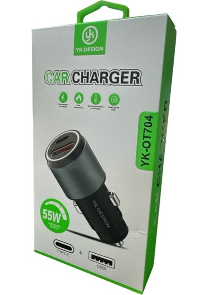 YK-OT704 Pd 55W Araç Gerçek Hızlı Şarj Başlığı