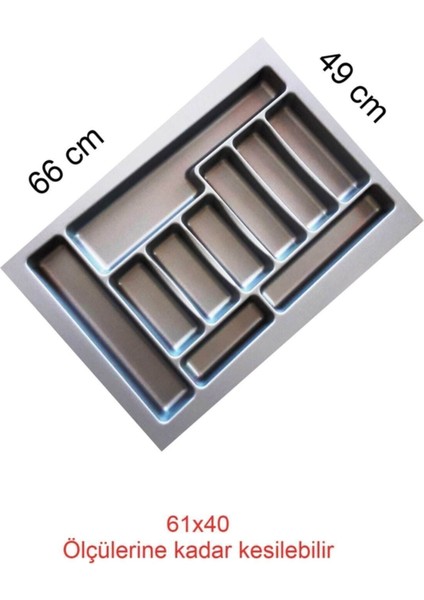 66X49 cm Gri Çekmece Iç Düzenleyici, Ayarlanabilir ve Kullanışlı Organizer