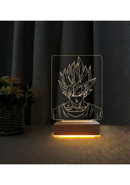 3D Goku LED Masa Lambası, Sarı Renk, Şık ve Işıklandırıcı Dekorasyon Parçası